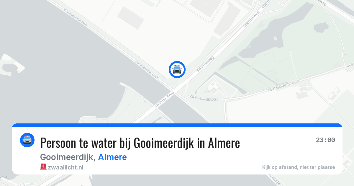 Persoon te water bij Gooimeerdijk in Almere — 27 jul 2026