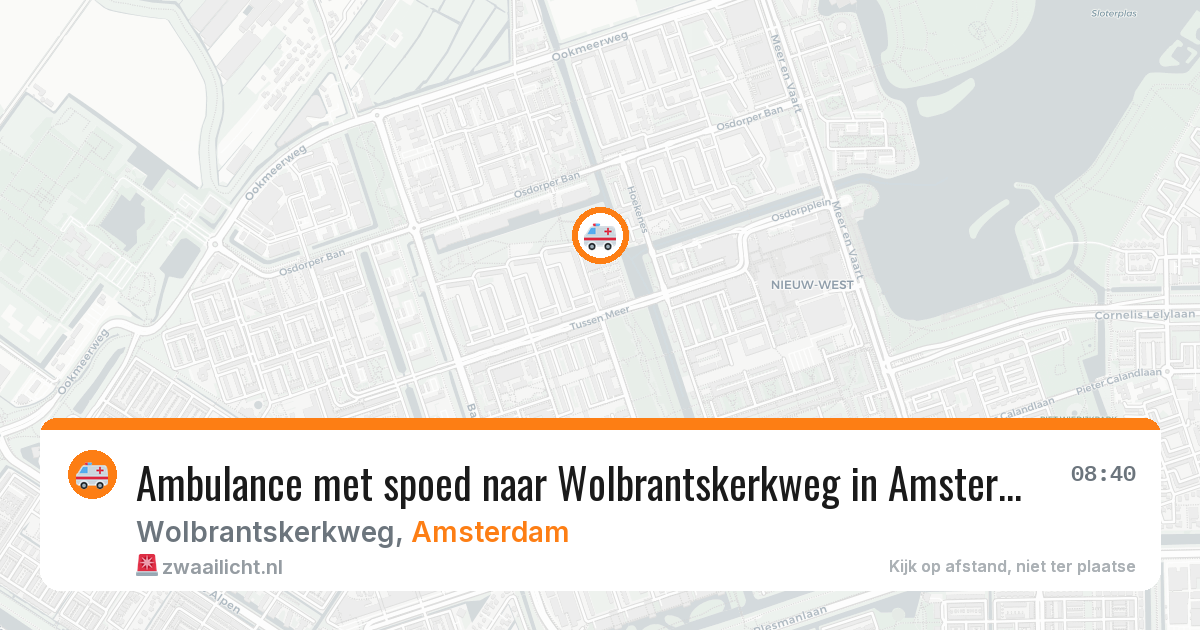 Ambulance met spoed naar Wolbrantskerkweg in Amsterdam — 8 apr 2026