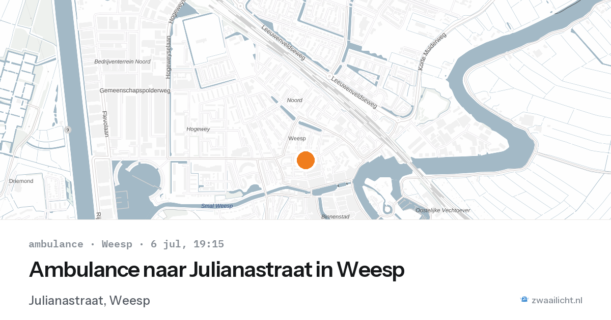 Ambulance naar Julianastraat in Weesp — 6 jul 2026