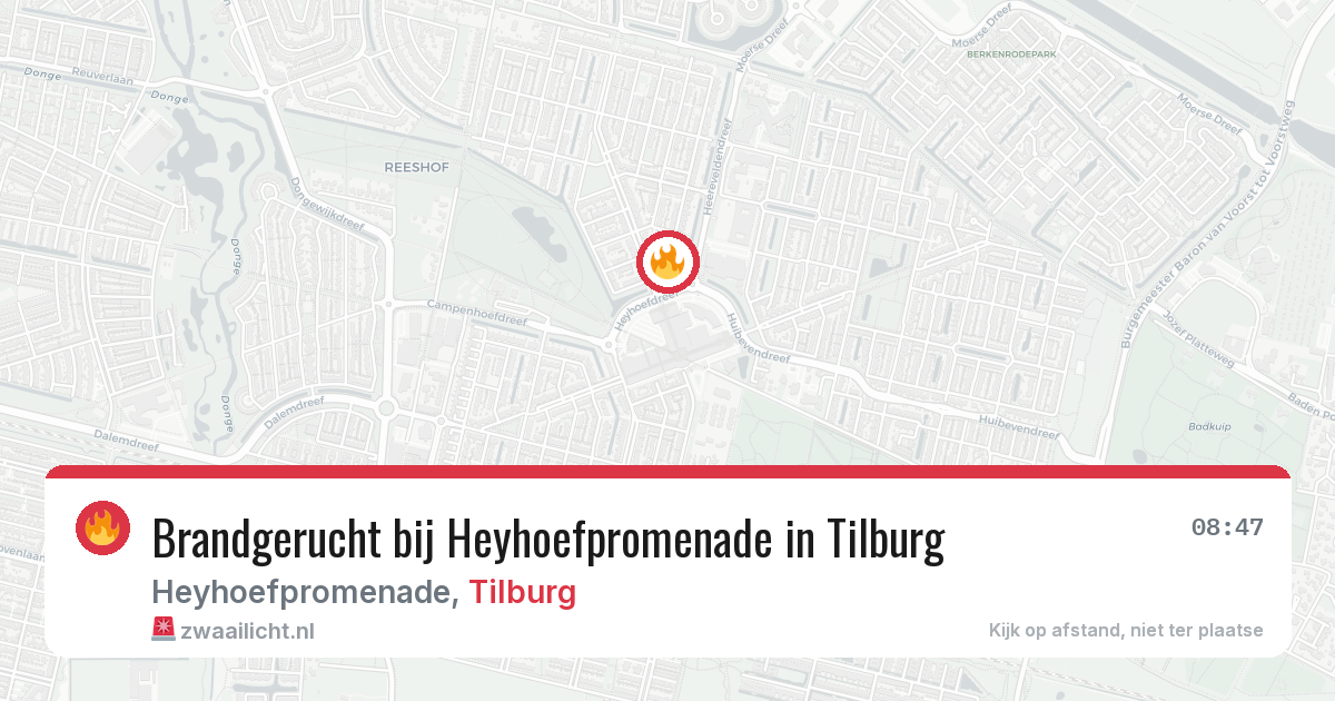 Brandgerucht bij Heyhoefpromenade in Tilburg — 7 apr 2026