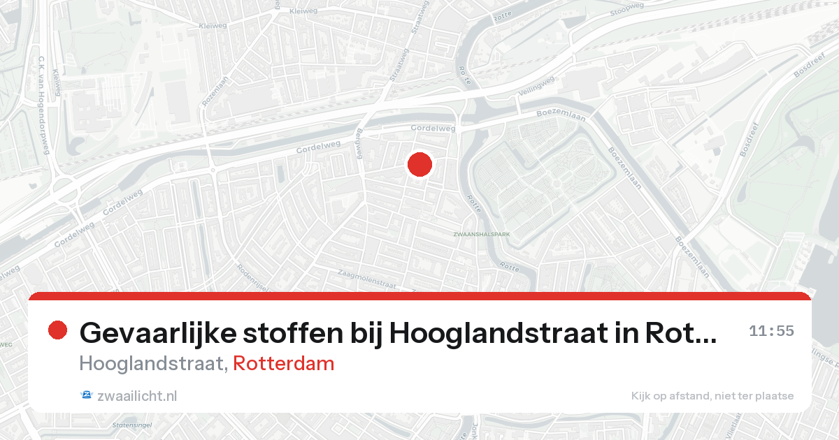 Gevaarlijke stoffen bij Hooglandstraat in Rotterdam — 16 aug 2026