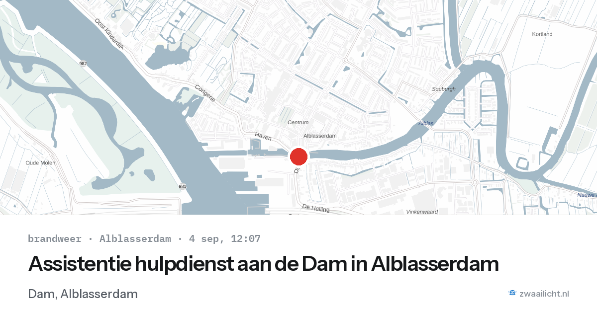 Assistentie hulpdienst aan de Dam in Alblasserdam — 4 sep 2026