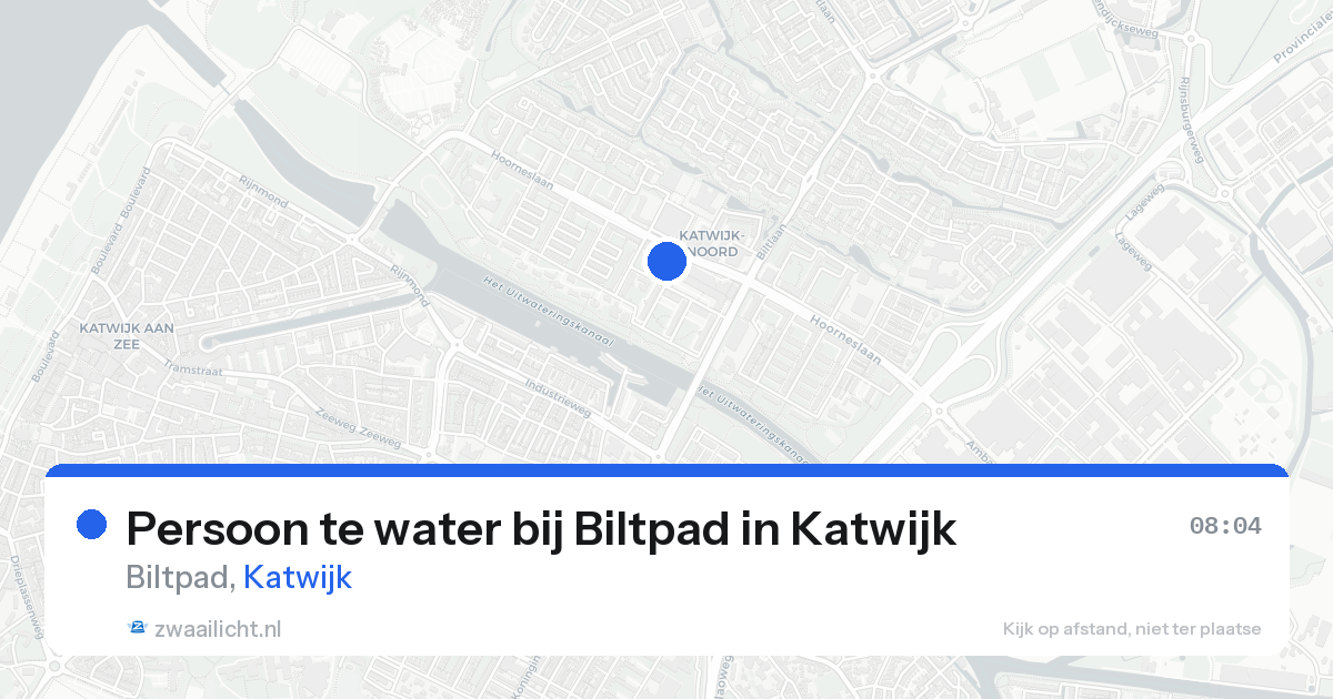 Persoon te water bij Biltpad in Katwijk — 26 aug 2026