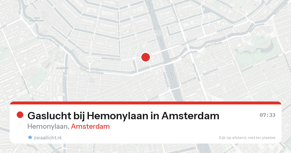Gaslucht bij Hemonylaan in Amsterdam — 17 aug 2026