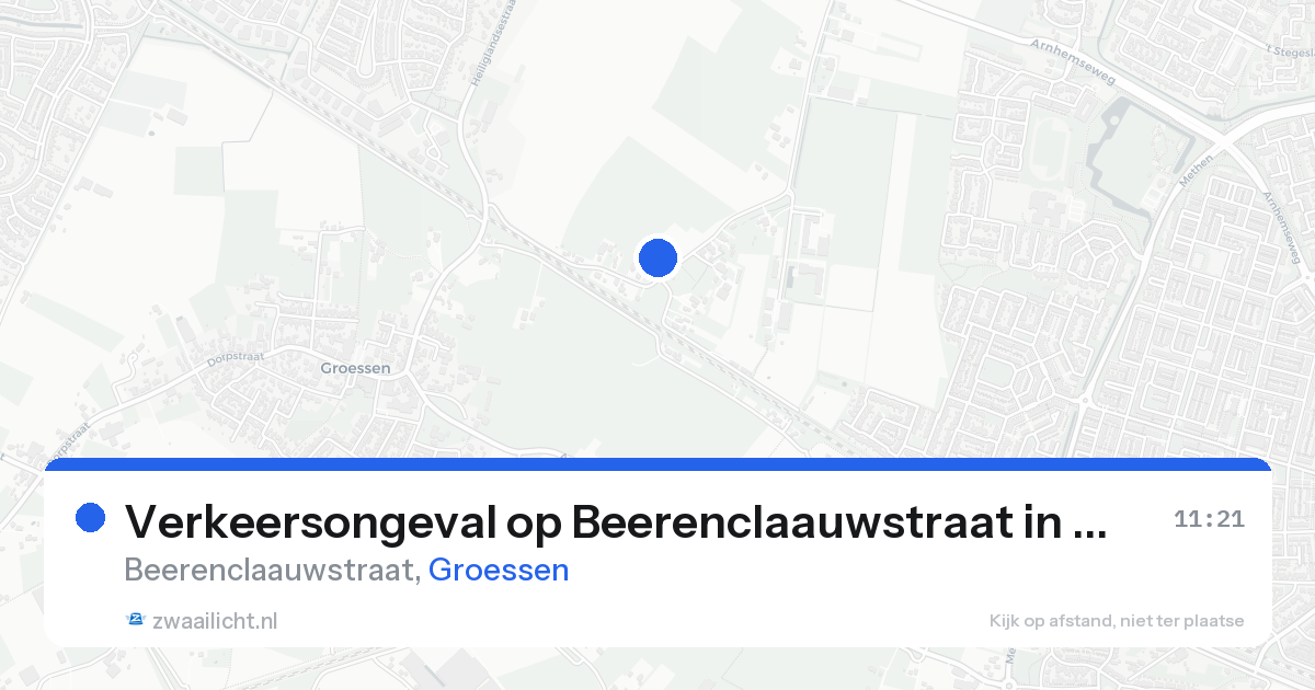 Verkeersongeval op Beerenclaauwstraat in Groessen — 20 aug 2026