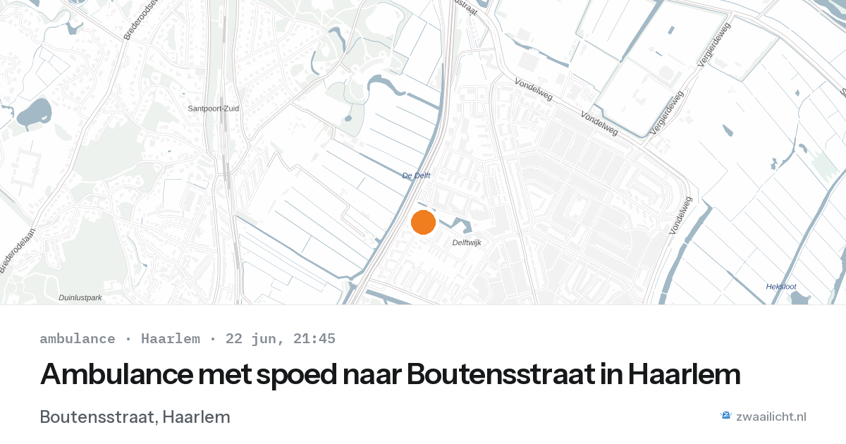 Ambulance met spoed naar Boutensstraat in Haarlem — 22 jun 2026