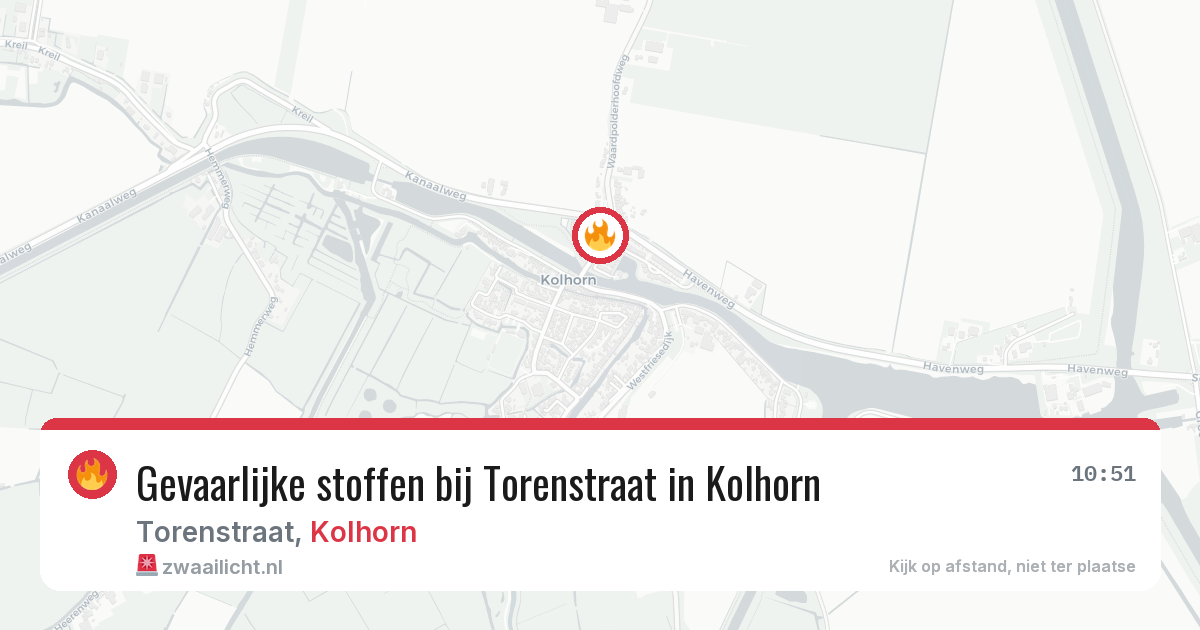 Gevaarlijke stoffen bij Torenstraat in Kolhorn — 20 mei 2026