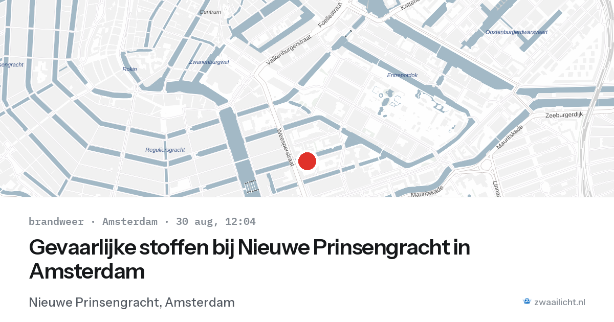 Gevaarlijke stoffen bij Nieuwe Prinsengracht in Amsterdam — 30 aug 2026
