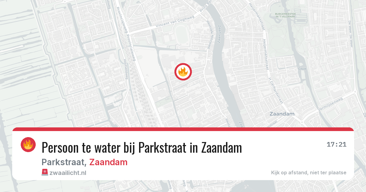 Persoon te water bij Parkstraat in Zaandam — 12 feb 2026