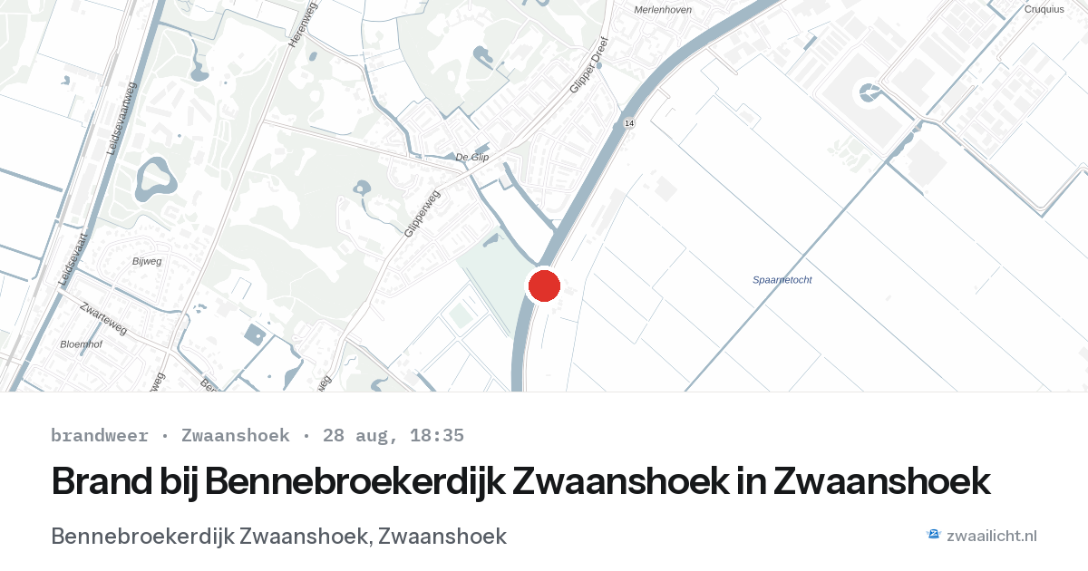 Brand bij Bennebroekerdijk Zwaanshoek in Zwaanshoek — 28 aug 2026