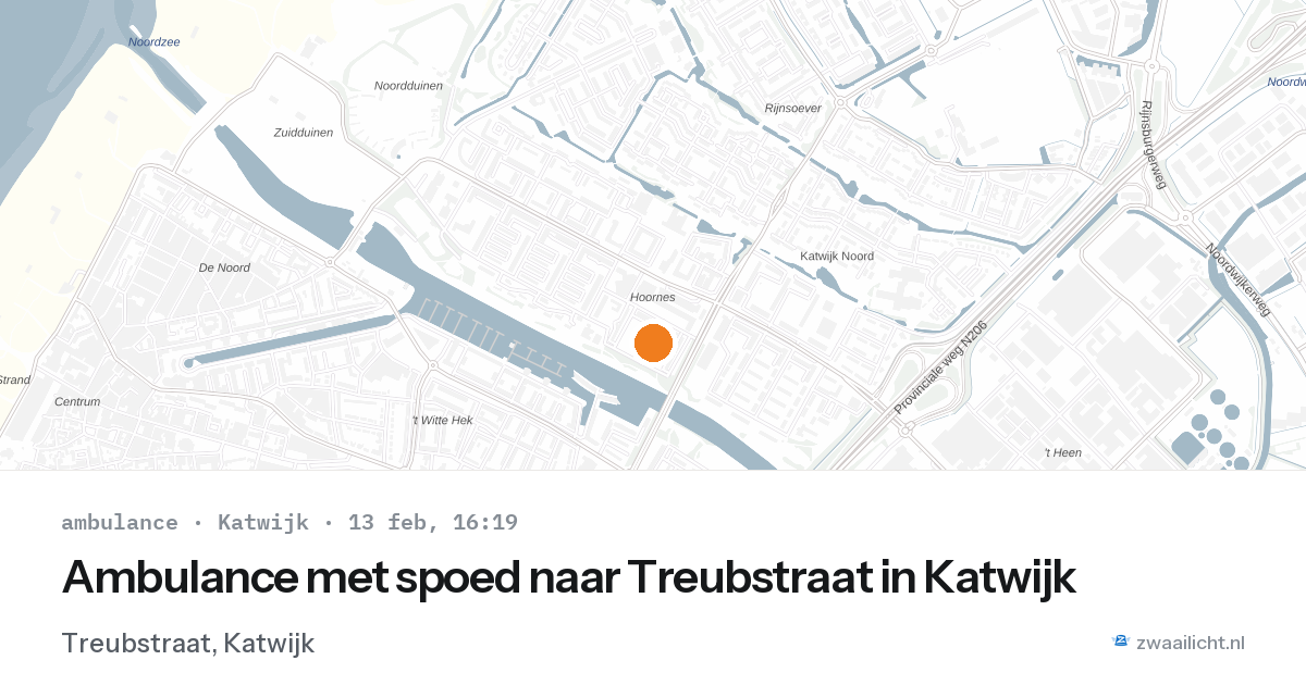 Ambulance met spoed naar Treubstraat in Katwijk — 13 feb 2026