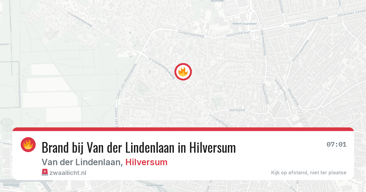 Brand bij Van der Lindenlaan in Hilversum — 20 jun 2026