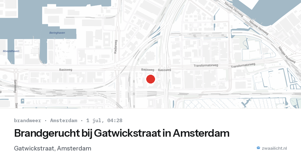 Brandgerucht bij Gatwickstraat in Amsterdam — 1 jul 2026