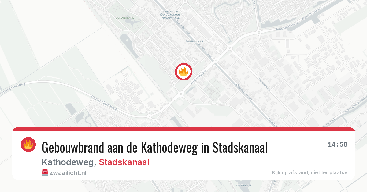 Gebouwbrand aan de Kathodeweg in Stadskanaal — 2 aug 2026