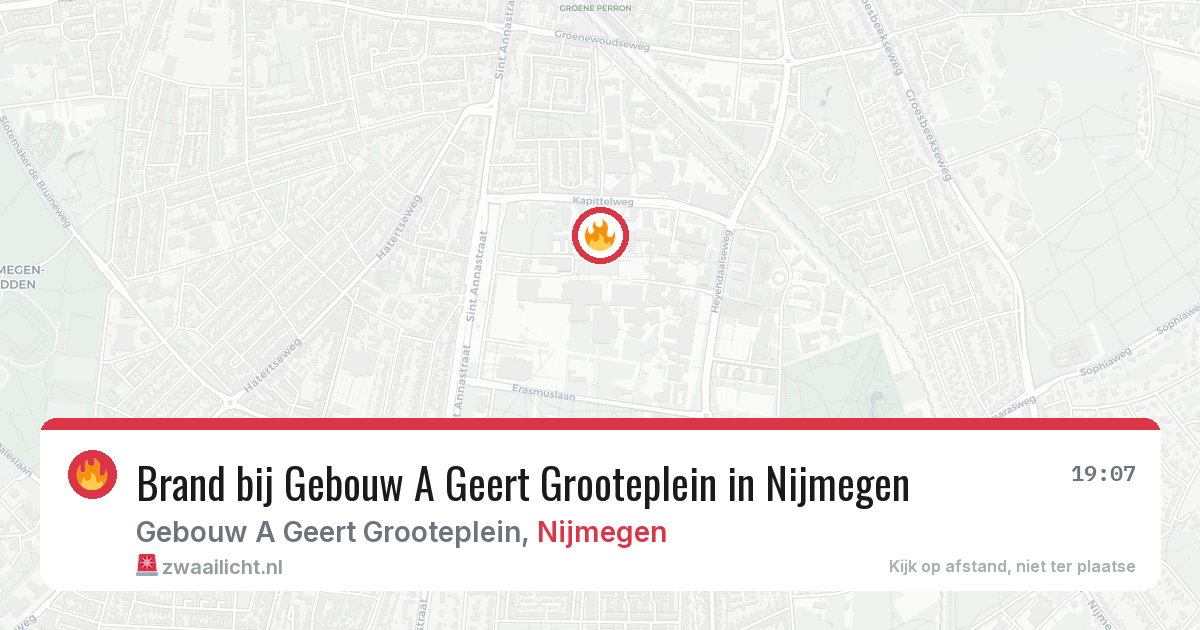Brand bij Gebouw A Geert Grooteplein in Nijmegen — 9 mei 2026
