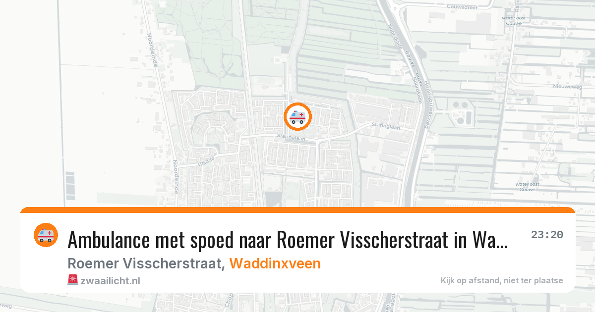 Ambulance met spoed naar Roemer Visscherstraat in Waddinxveen — 24 jun 2026