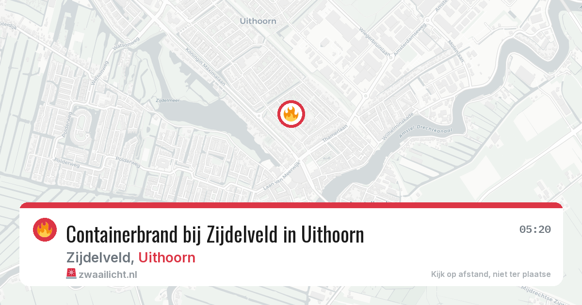 Containerbrand bij Zijdelveld in Uithoorn — 6 aug 2026