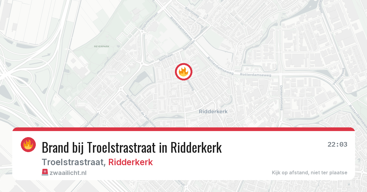 Brand bij Troelstrastraat in Ridderkerk — 7 aug 2026