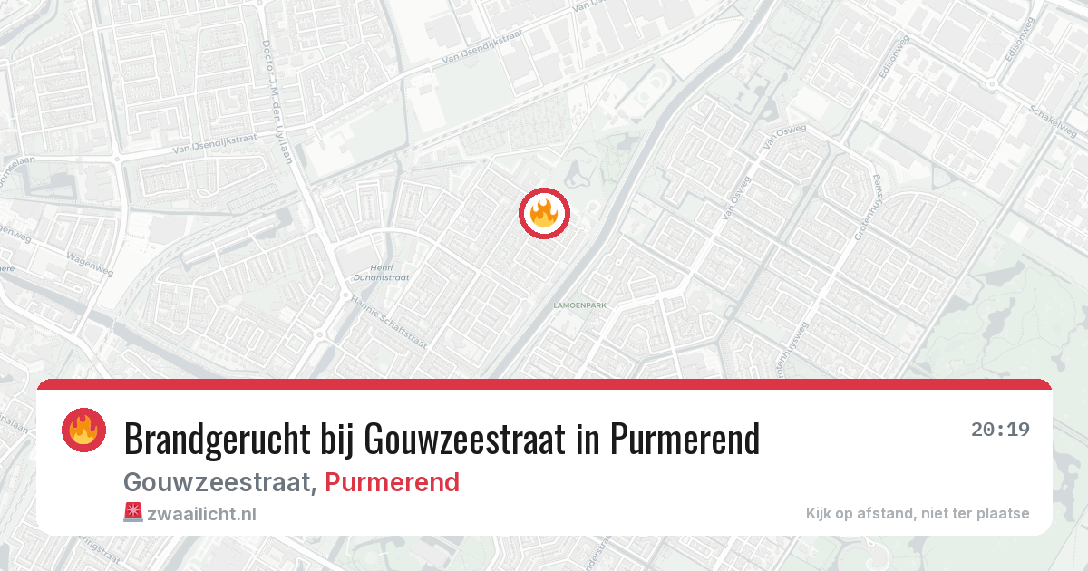 Brandgerucht bij Gouwzeestraat in Purmerend — 14 jul 2026