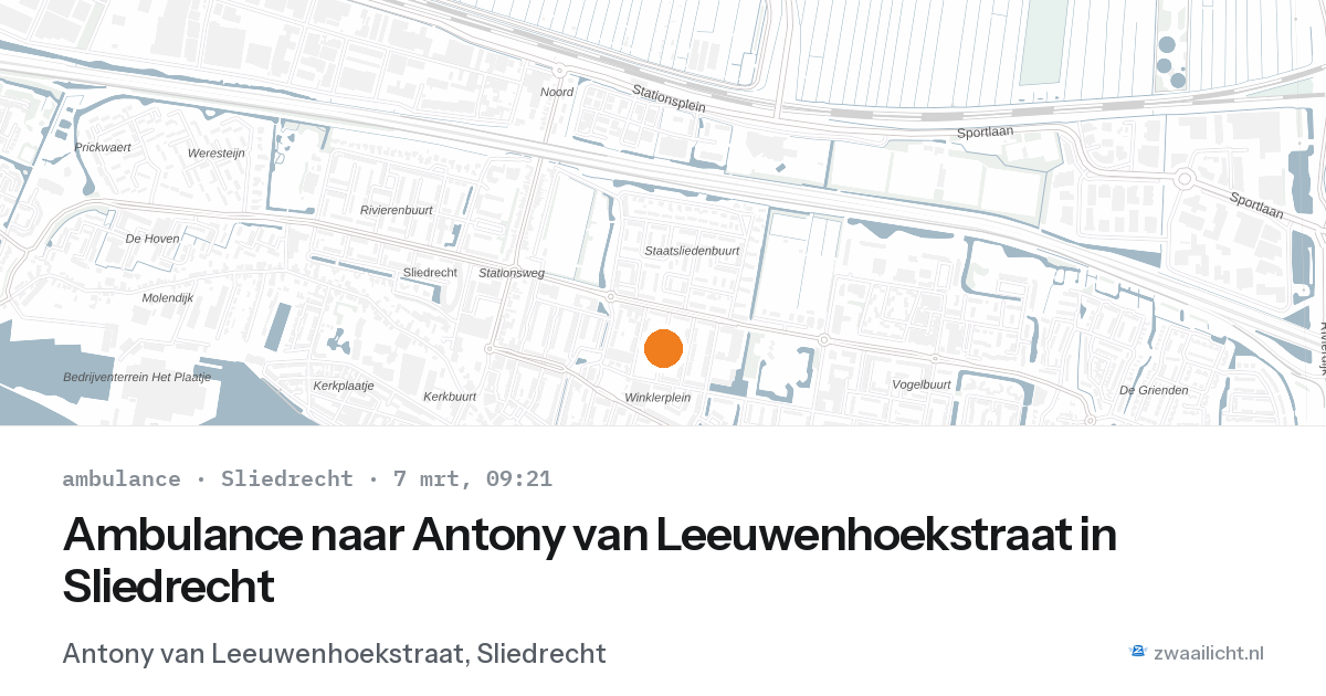 Ambulance naar Antony van Leeuwenhoekstraat in Sliedrecht — 7 mrt 2026