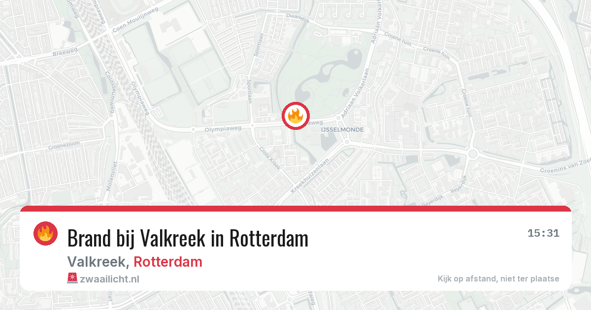 Brand bij Valkreek in Rotterdam — 26 mei 2026