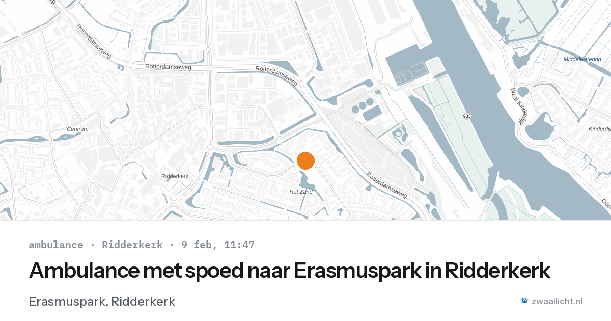Ambulance met spoed naar Erasmuspark in Ridderkerk — 9 feb 2026