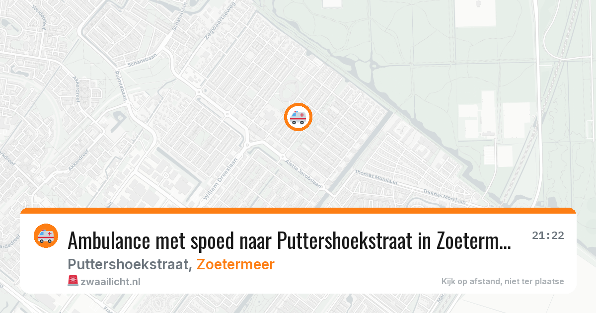 Ambulance met spoed naar Puttershoekstraat in Zoetermeer — 10 jul 2026
