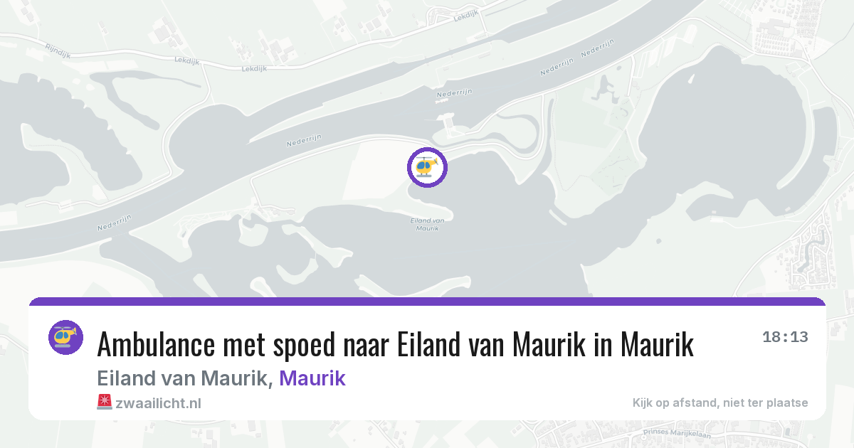 Ambulance met spoed naar Eiland van Maurik in Maurik — 20 jul 2026