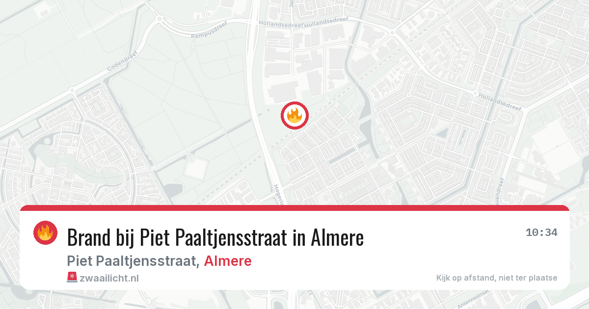 Brand bij Piet Paaltjensstraat in Almere — 31 jul 2026