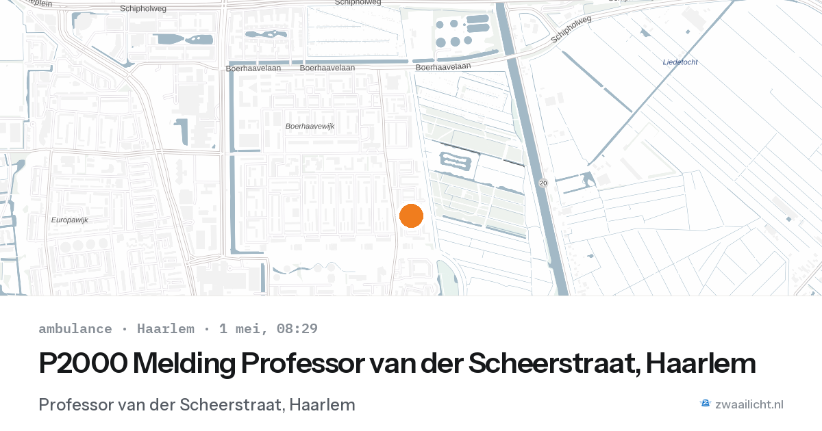 P2000 Melding Professor van der Scheerstraat, Haarlem — 1 mei 2026
