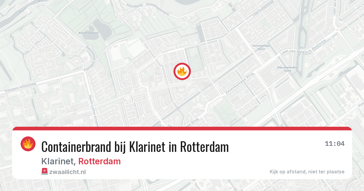 Containerbrand bij Klarinet in Rotterdam — 13 jul 2026