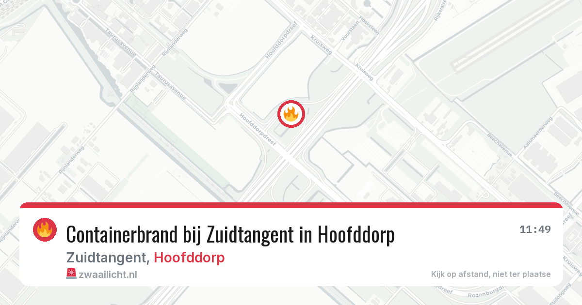 Containerbrand bij Zuidtangent in Hoofddorp — 22 mei 2026