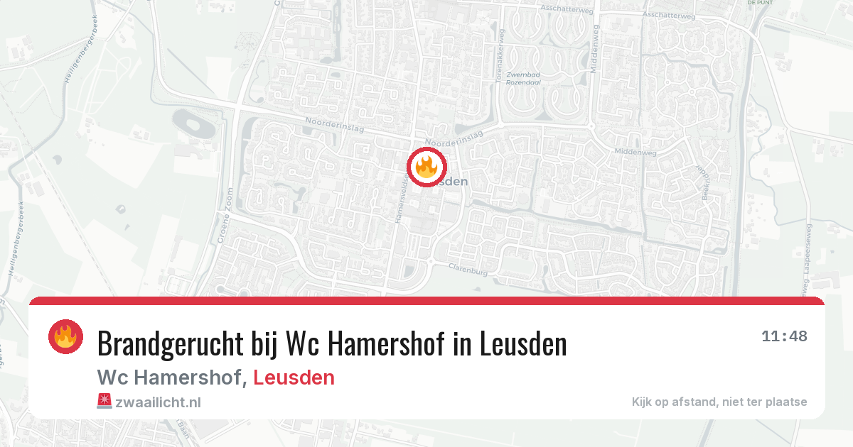 Brandgerucht bij Wc Hamershof in Leusden — 20 jun 2026