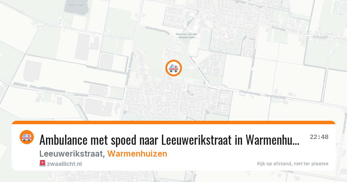 Ambulance met spoed naar Leeuwerikstraat in Warmenhuizen — 21 jun 2026