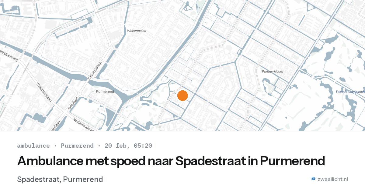 Ambulance met spoed naar Spadestraat in Purmerend — 20 feb 2026