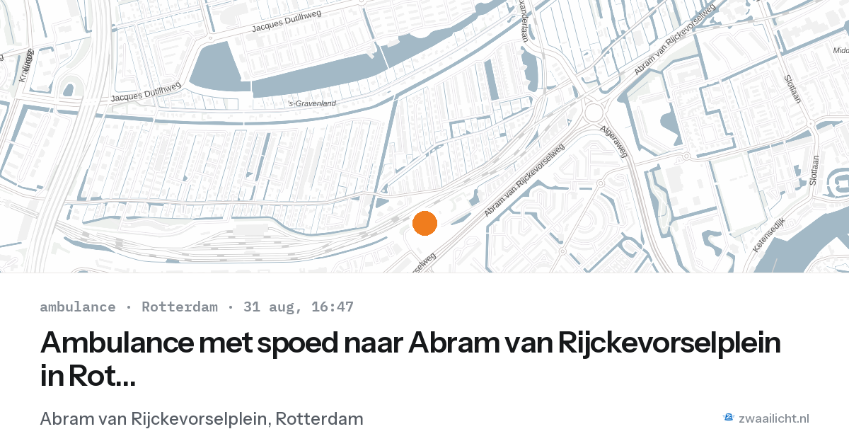 Ambulance met spoed naar Abram van Rijckevorselplein in Rotterdam — 31 aug 2026