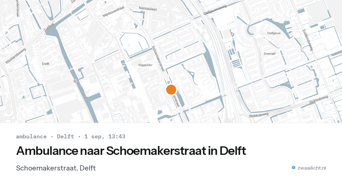 Ambulance naar Schoemakerstraat in Delft — 1 sep 2026