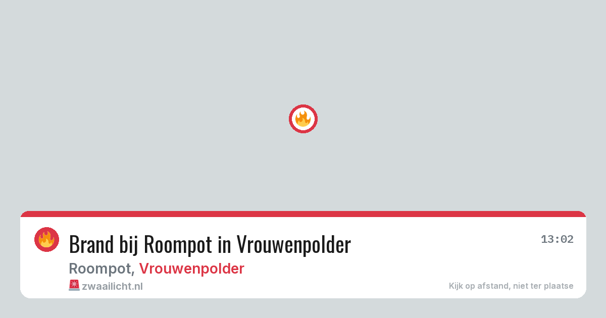 Brand bij Roompot in Vrouwenpolder — 5 aug 2026