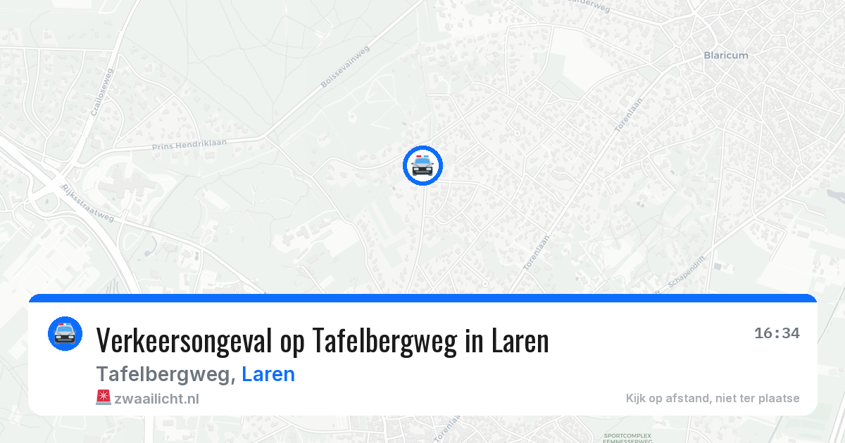 Verkeersongeval op Tafelbergweg in Laren — 19 apr 2026