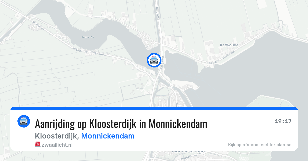 Aanrijding op Kloosterdijk in Monnickendam — 5 jul 2026