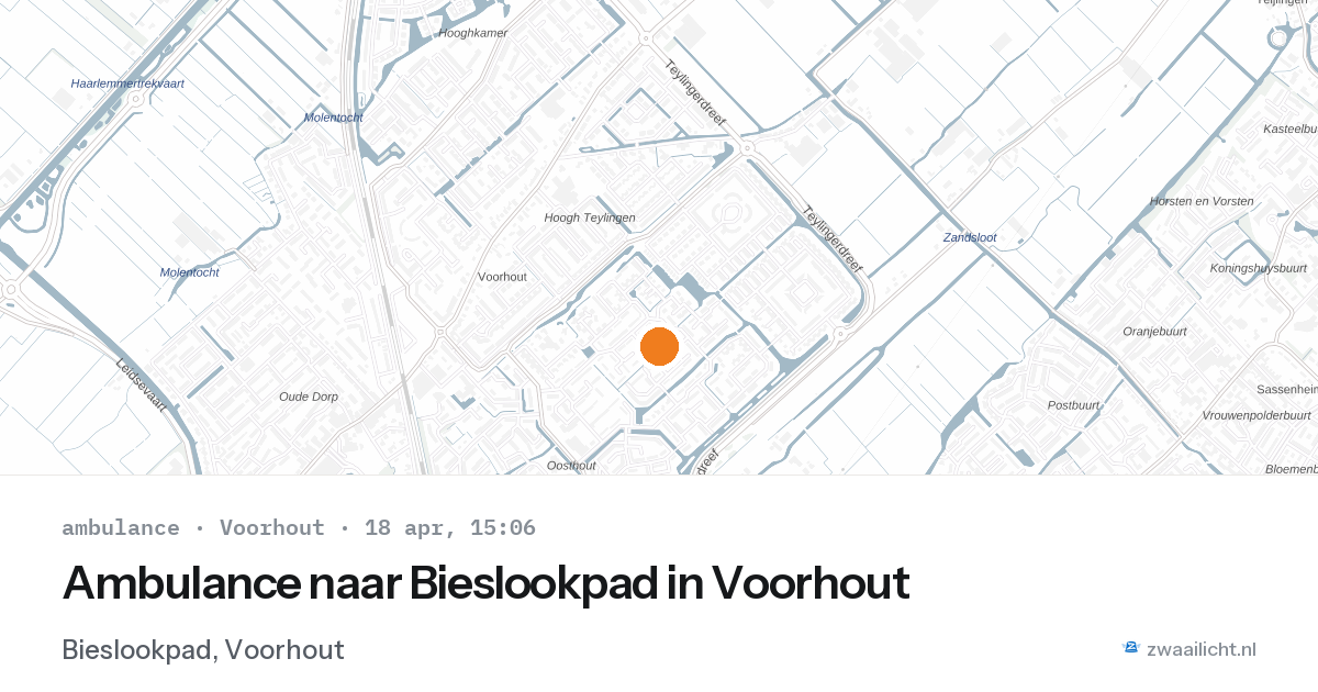 Ambulance naar Bieslookpad in Voorhout — 18 apr 2026