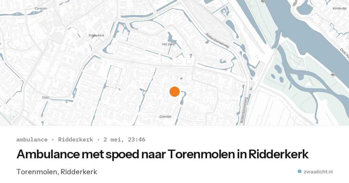 Ambulance met spoed naar Torenmolen in Ridderkerk — 2 mei 2026