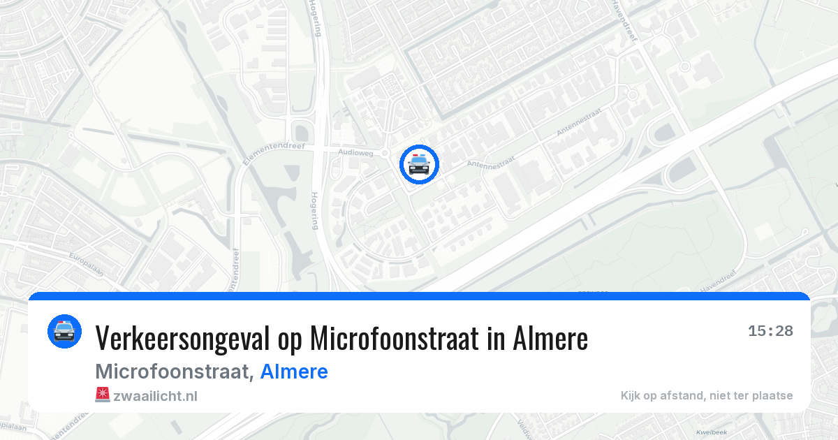 Verkeersongeval op Microfoonstraat in Almere — 20 jul 2026