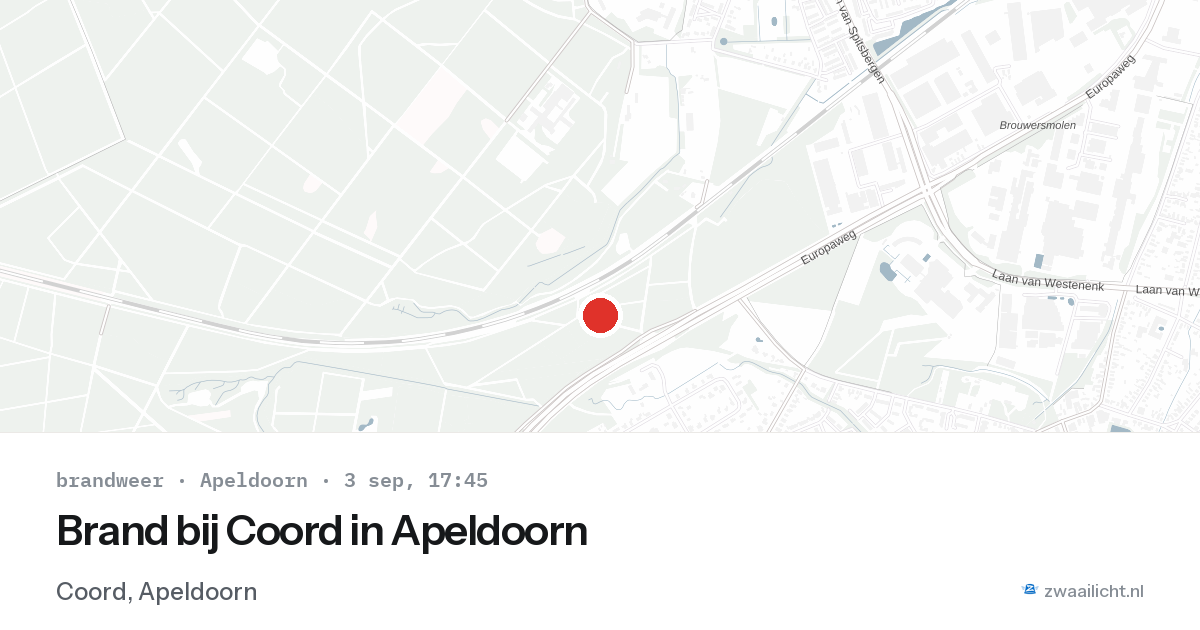 Brand bij Coord in Apeldoorn — 3 sep 2026