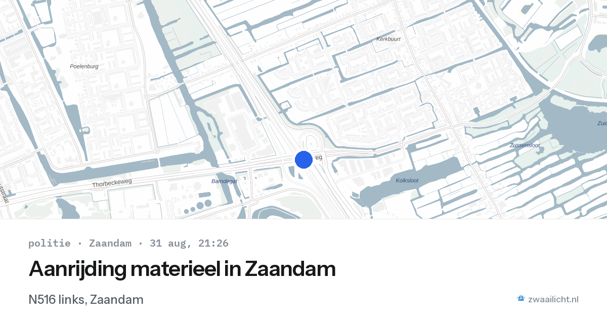 Aanrijding materieel in Zaandam — 31 aug 2026