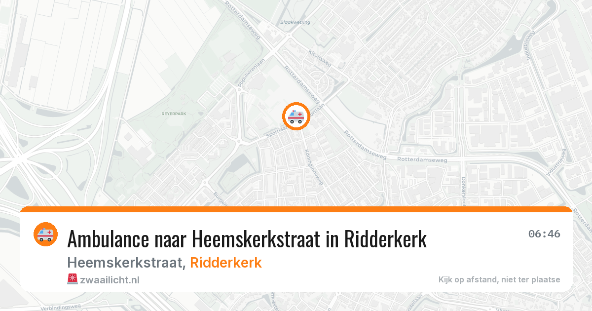 Ambulance naar Heemskerkstraat in Ridderkerk — 14 jul 2026