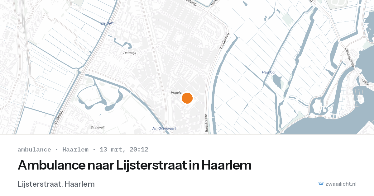 Ambulance naar Lijsterstraat in Haarlem — 13 mrt 2026