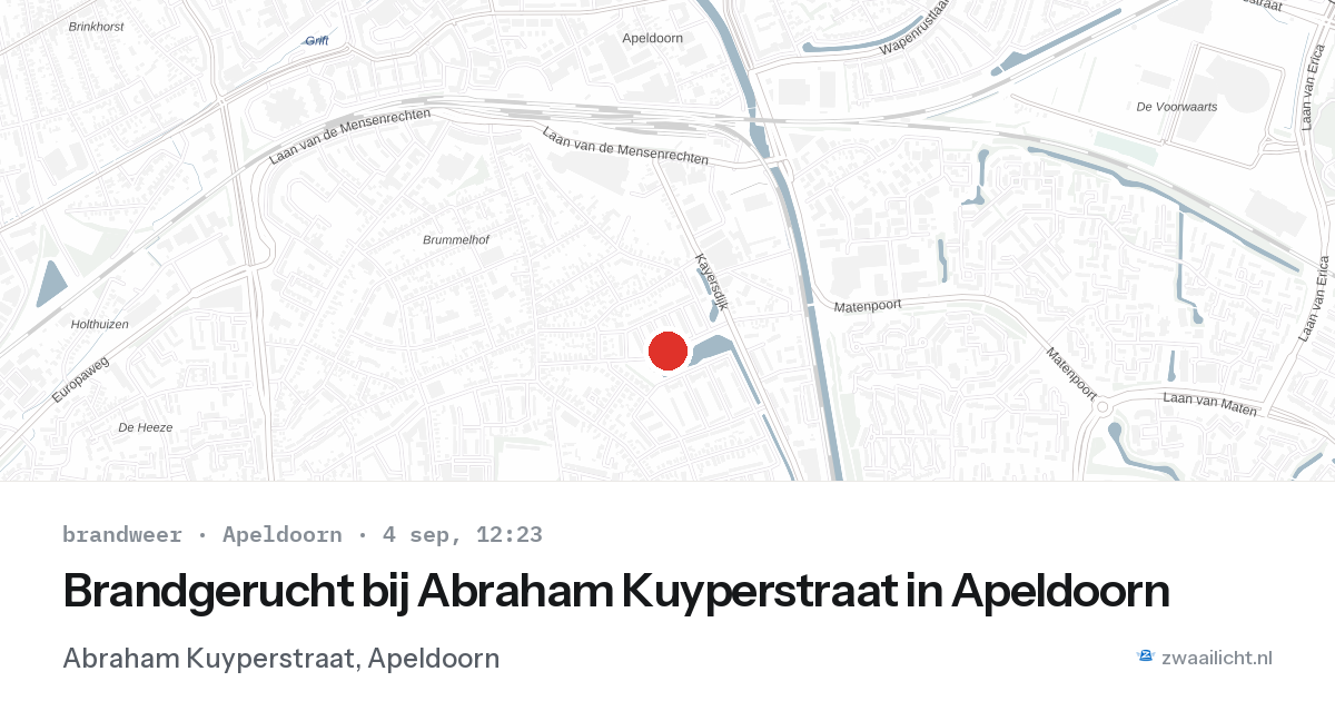 Brandgerucht bij Abraham Kuyperstraat in Apeldoorn — 4 sep 2026