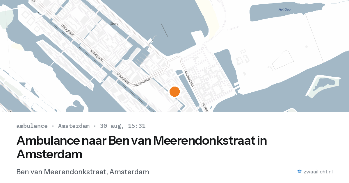 Ambulance naar Ben van Meerendonkstraat in Amsterdam — 30 aug 2026