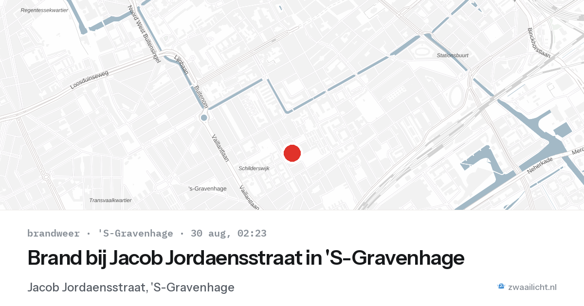 Brand bij Jacob Jordaensstraat in 'S-Gravenhage — 30 aug 2026